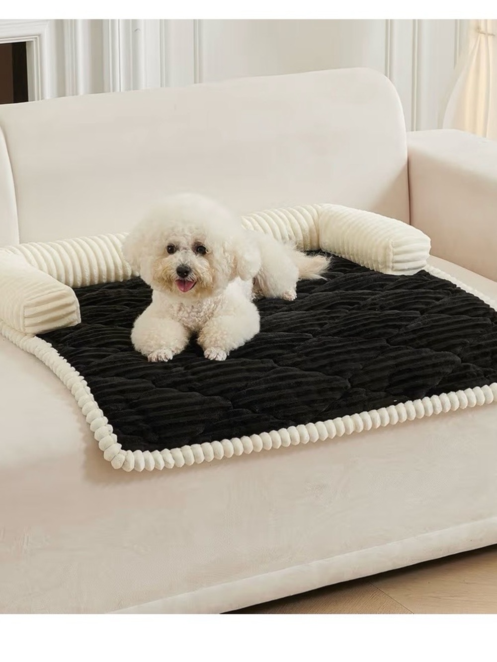 Dog Couch Bed Black Large ,Non‑Slip Washable Sofa Protector